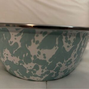 Golden Rabbit Sea glass enamelware Bowls with Lids Set of two.